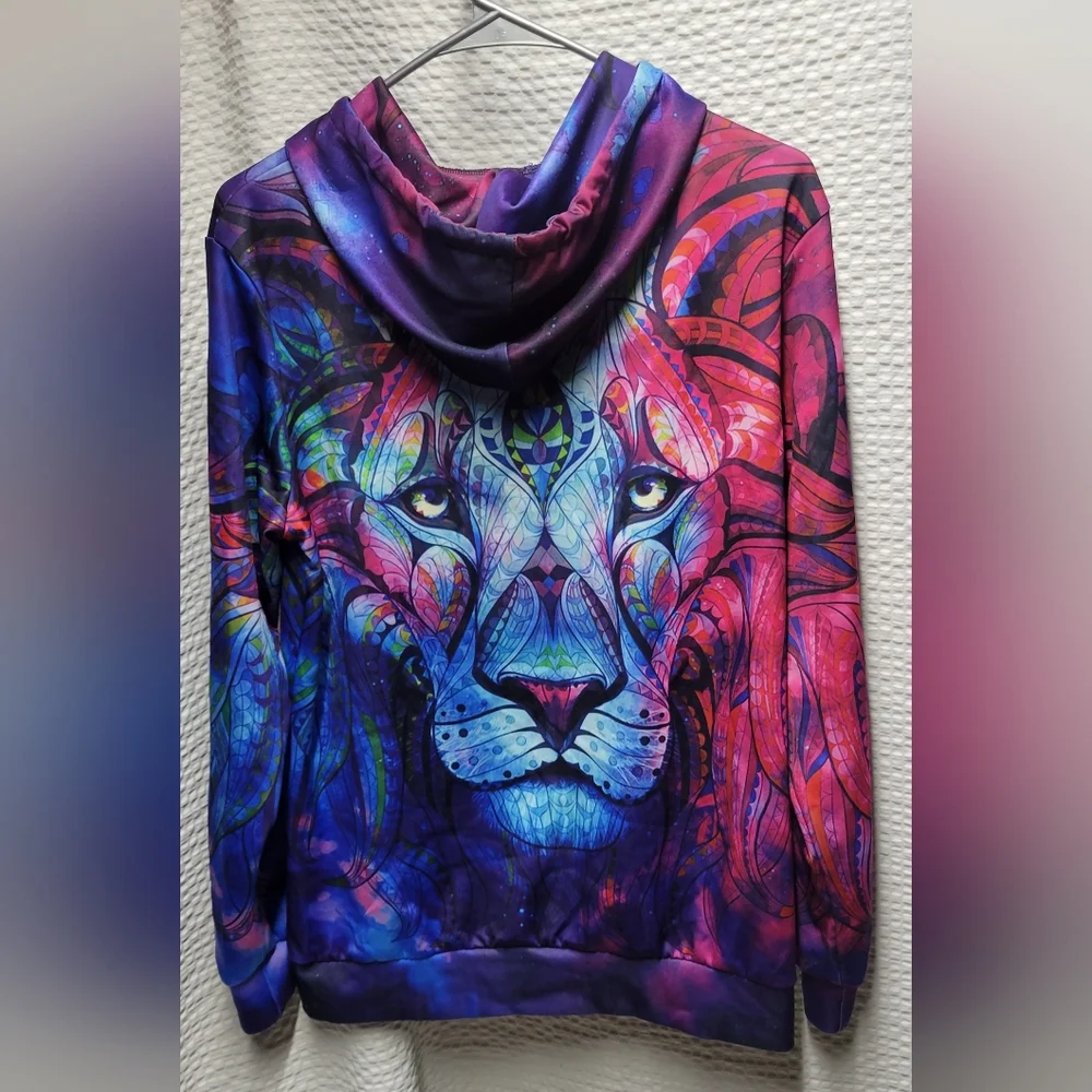 Colorful Lion Graphic Hoodie - Picture 4 of 4
